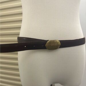 Italian Leather Dark Brown Belt with Brass Buckle